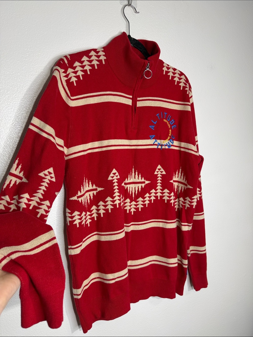 Scotch & Soda Mens Red Knit Altitude Quarter Zip Pullover Size L